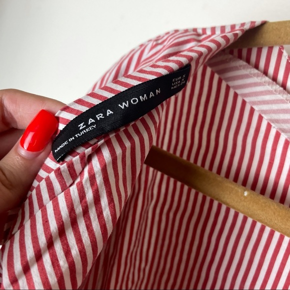 Zara Women Red and White Wrap Belt Blouse Size S - Picture 10 of 10